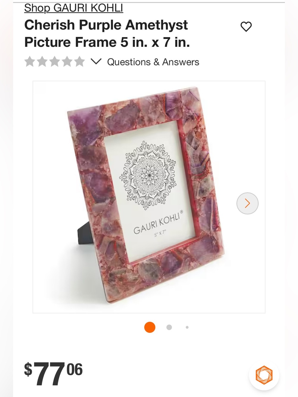 Gauri Kohli Cherish Amethyst Purple Picture Frame